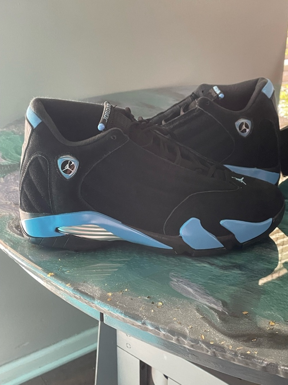 Air Jordan 14 Retro Men’s Black and University Blue Retro Sneakers - Picture 6 of 12